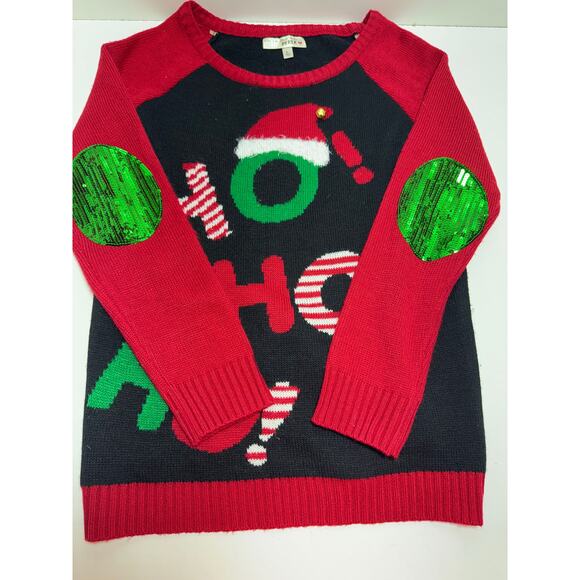 Ugly Christmas Sweater Sz L Black Red Green Ho Ho Ho I’m In Love With Derek - Picture 8 of 9
